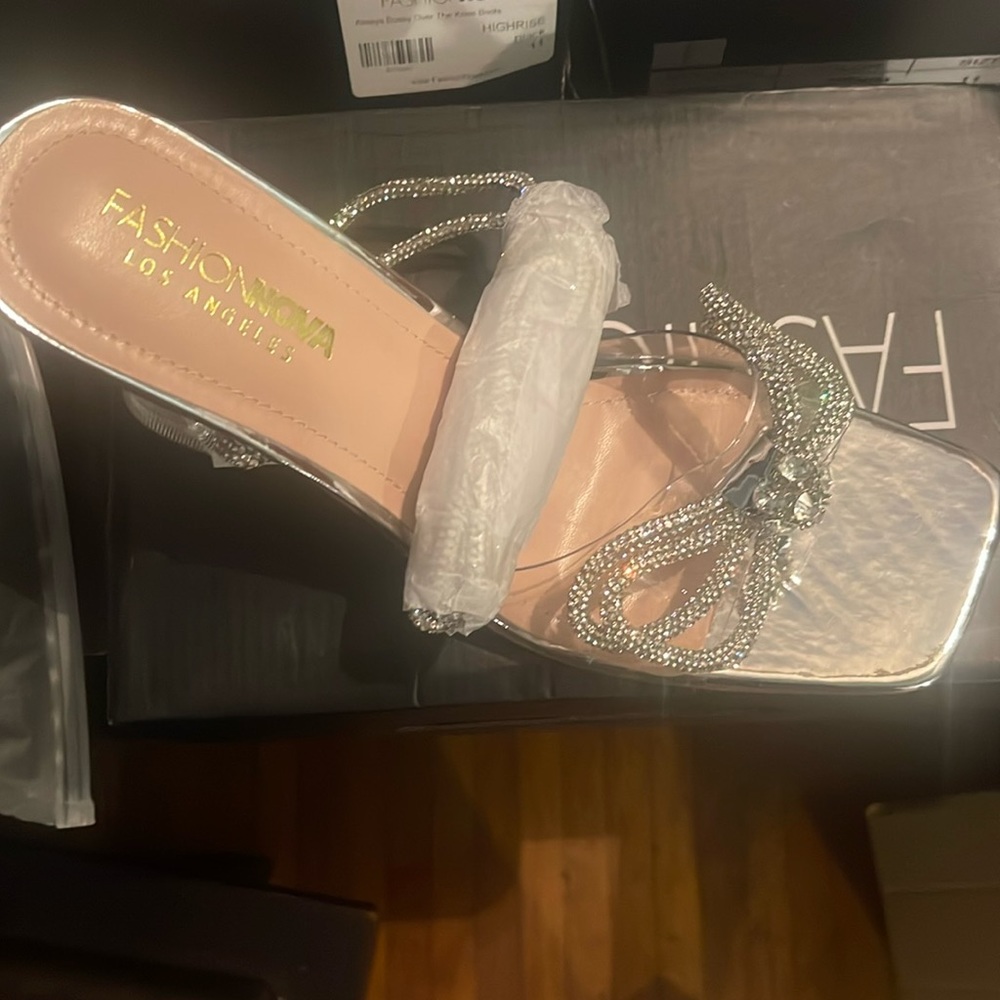 Sexy silver strap up shoes!